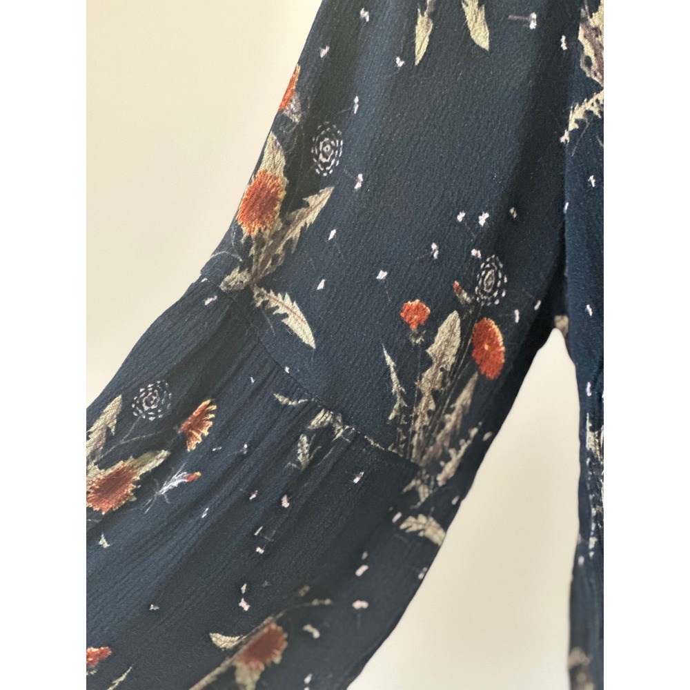 Holding Horses Anthropologie Floral Babydoll Blouse V-Neck Button Back Small - Picture 4 of 9
